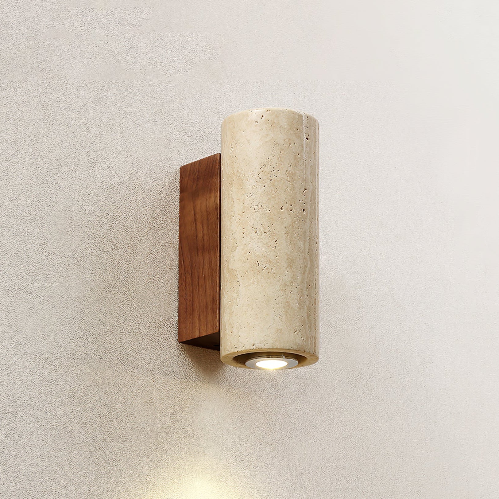 Travertine Square Round Column Wall Lamp