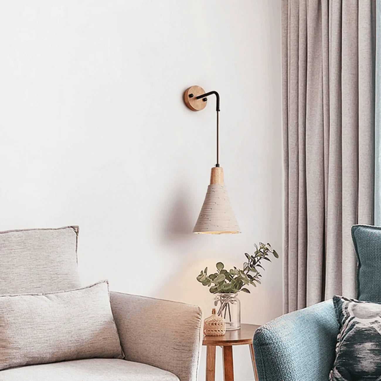 Cement Vintage Wood Wall Lamp