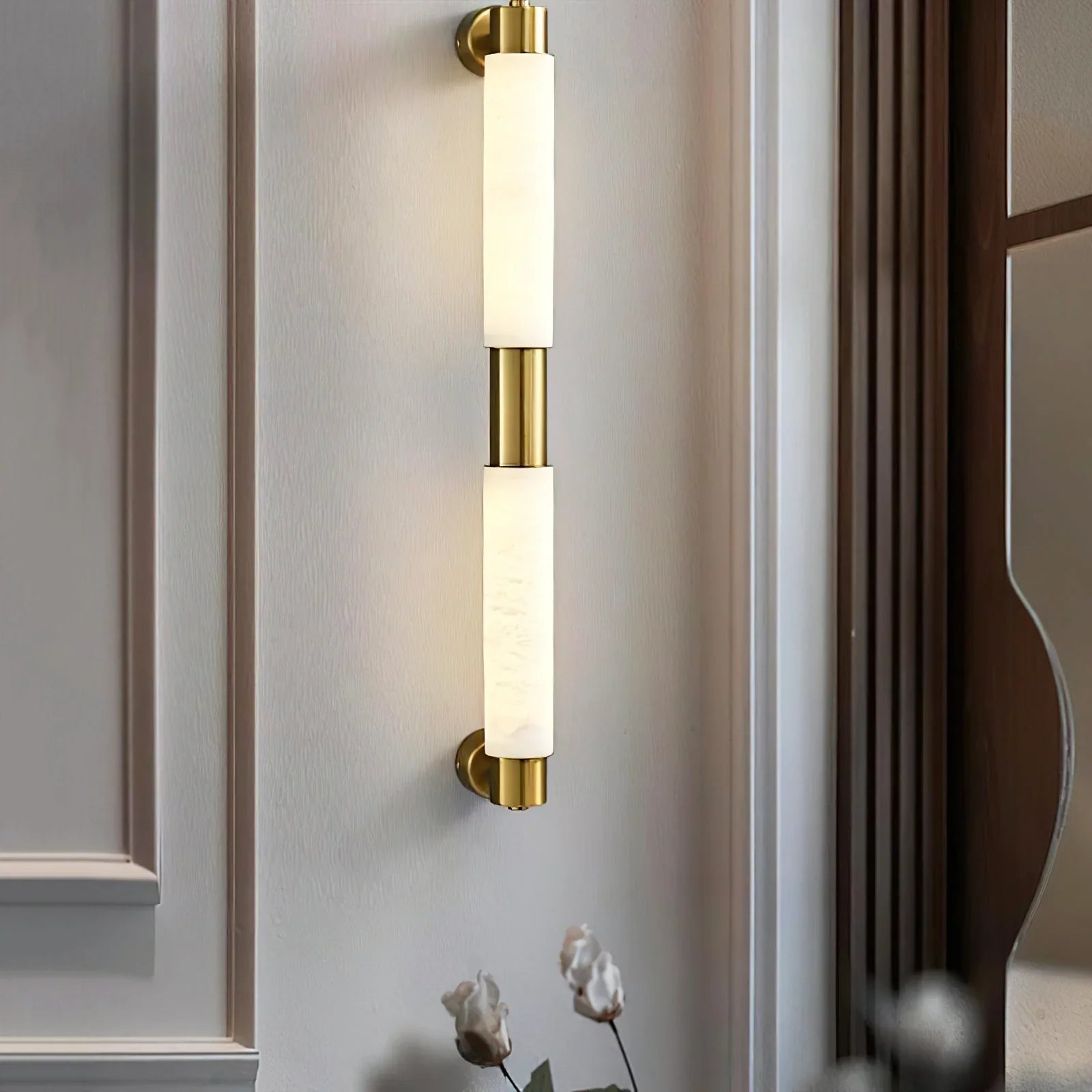 Tube Alabaster Cylinder Wall Lamp