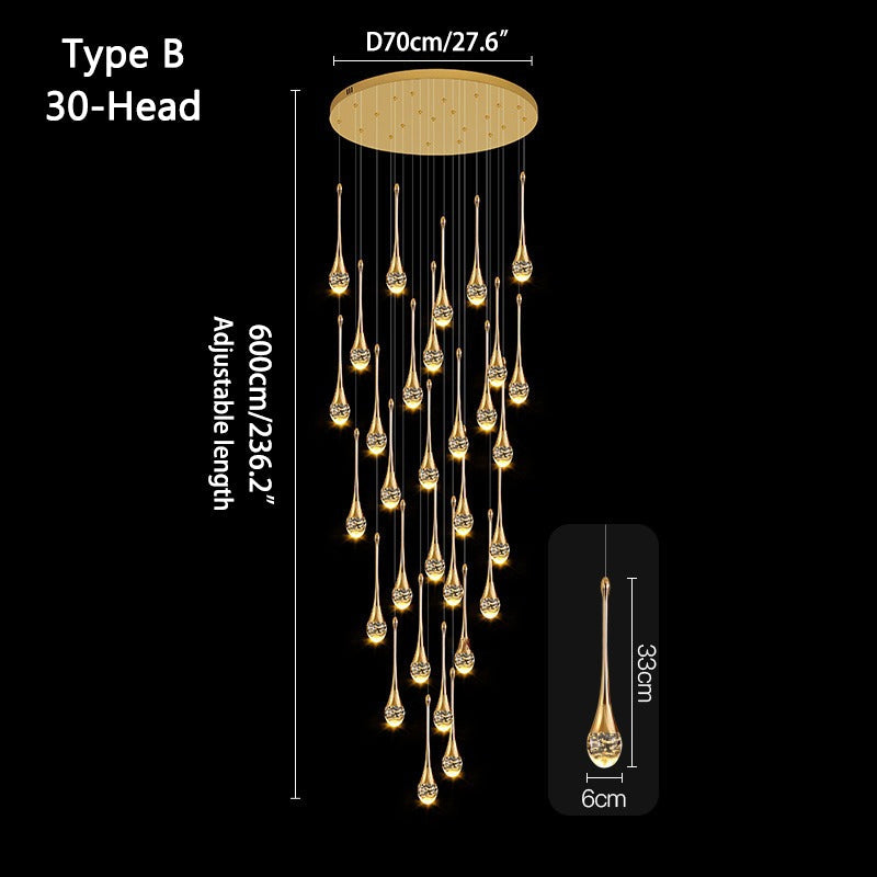 Luxury Water Drop Pendant Chandelier for Living Room