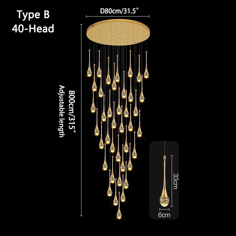 Luxury Water Drop Pendant Chandelier for Living Room