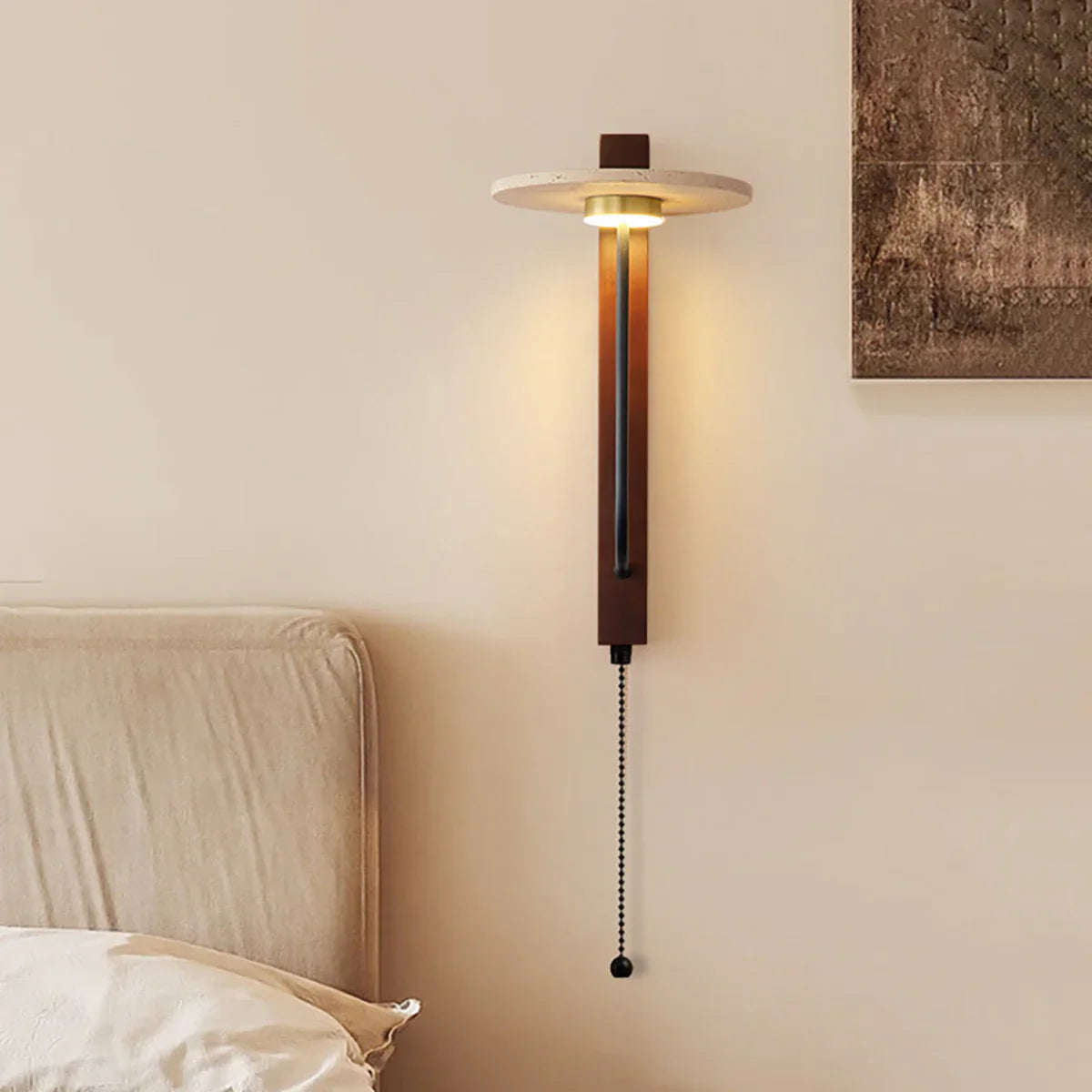 Umbrella Aura Arm Travertine Wall Lamp