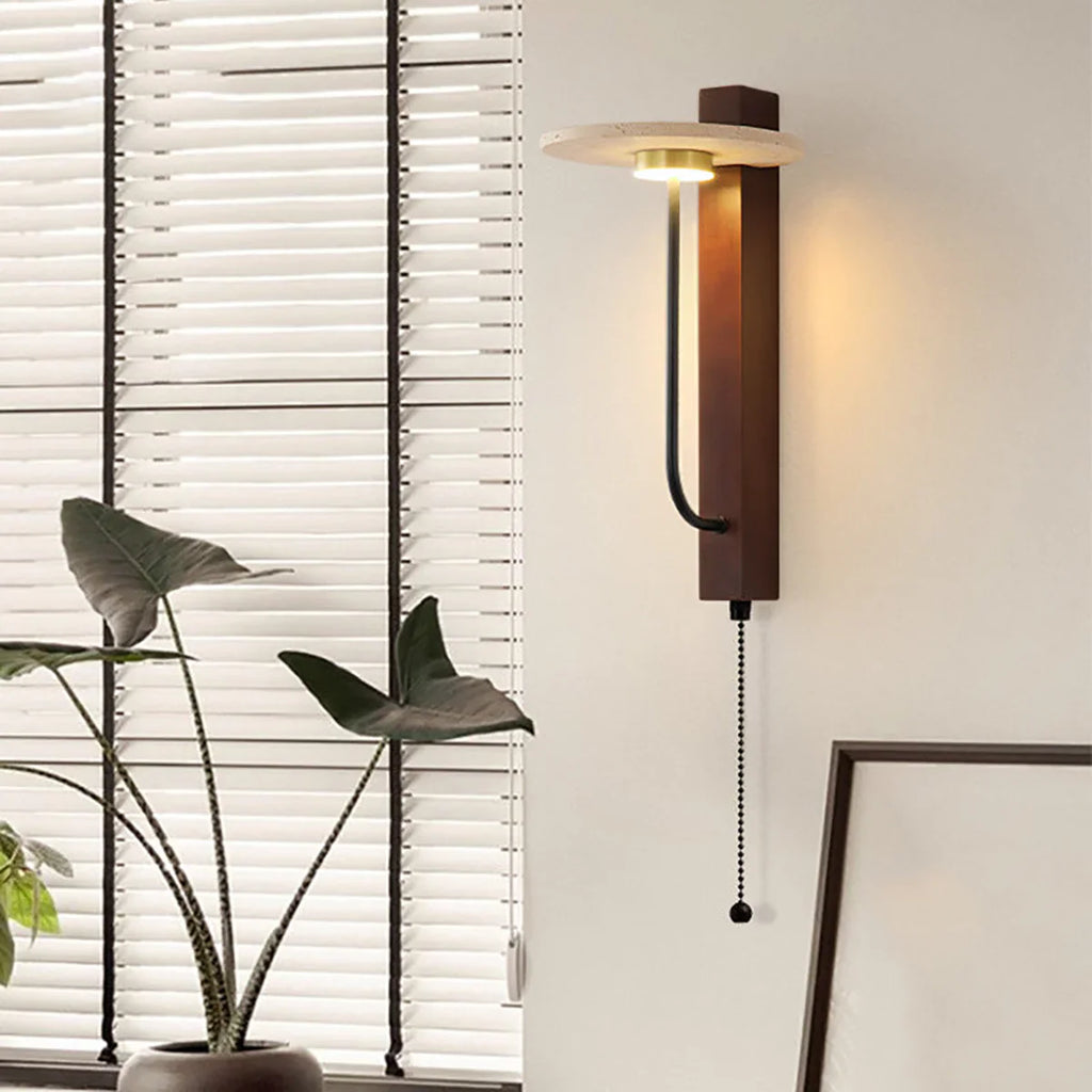 Umbrella Aura Arm Travertine Wall Lamp