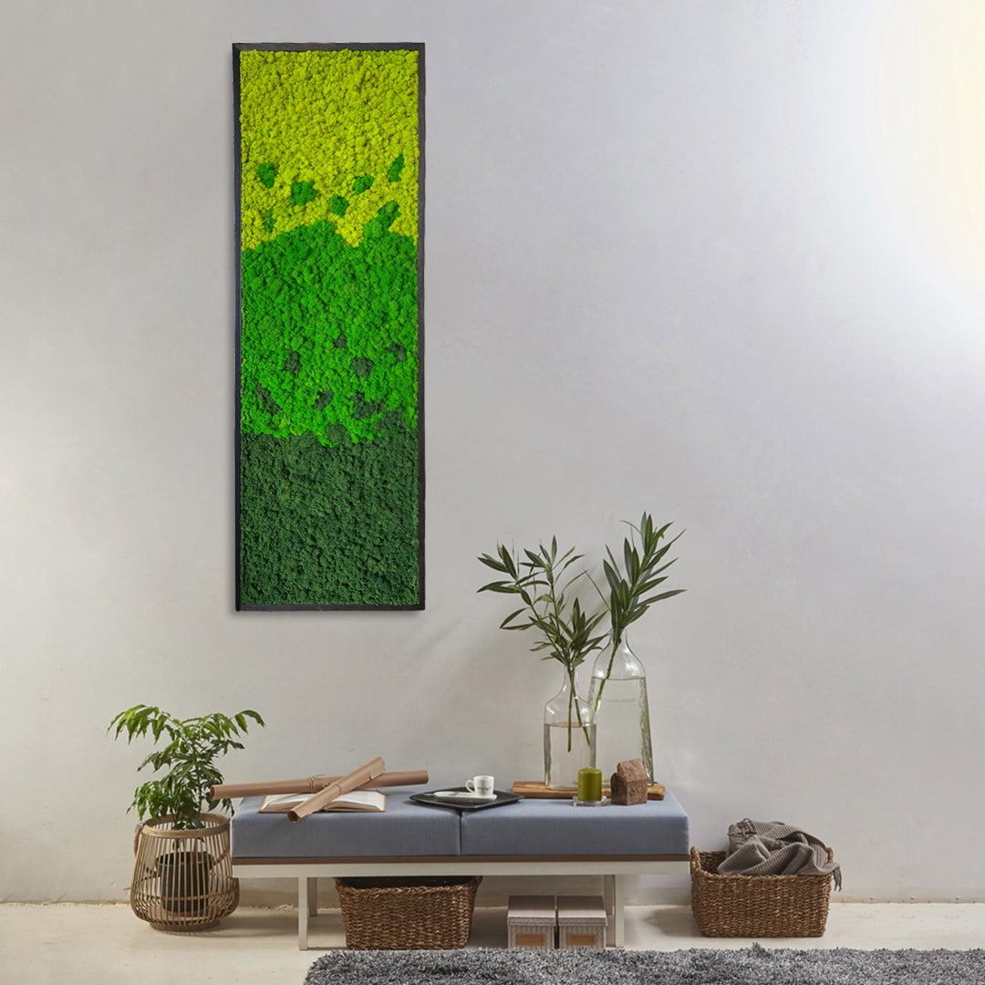 Preserved Moss Wall Art — Vertical Frame | Tall Botanical Panel