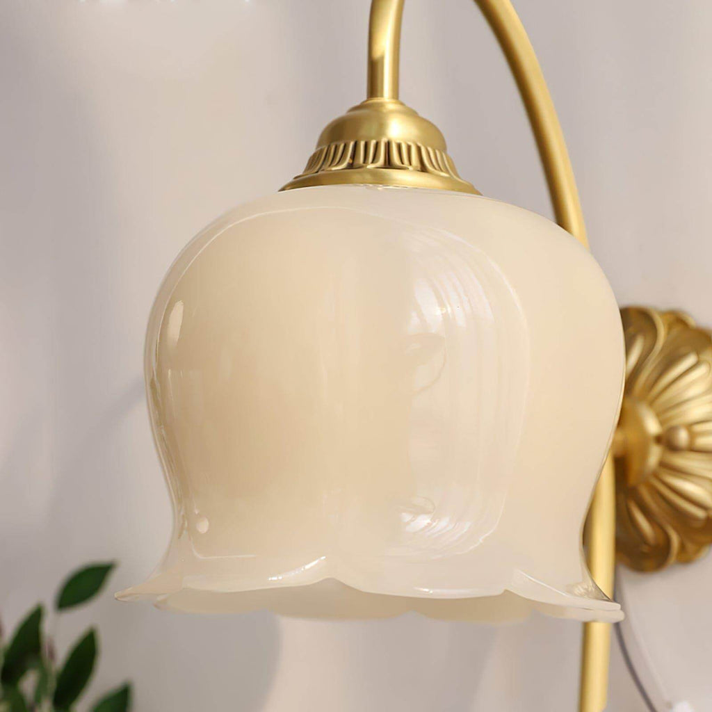Vintage Mia Brass Wall Lamp – Art Deco Sconce with Fabric Shade