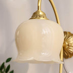 Vintage Mia Brass Wall Lamp – Art Deco Sconce with Fabric Shade