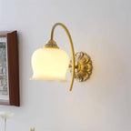 Vintage Mia Brass Wall Lamp – Art Deco Sconce with Fabric Shade