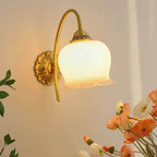 Vintage Mia Brass Wall Lamp – Art Deco Sconce with Fabric Shade