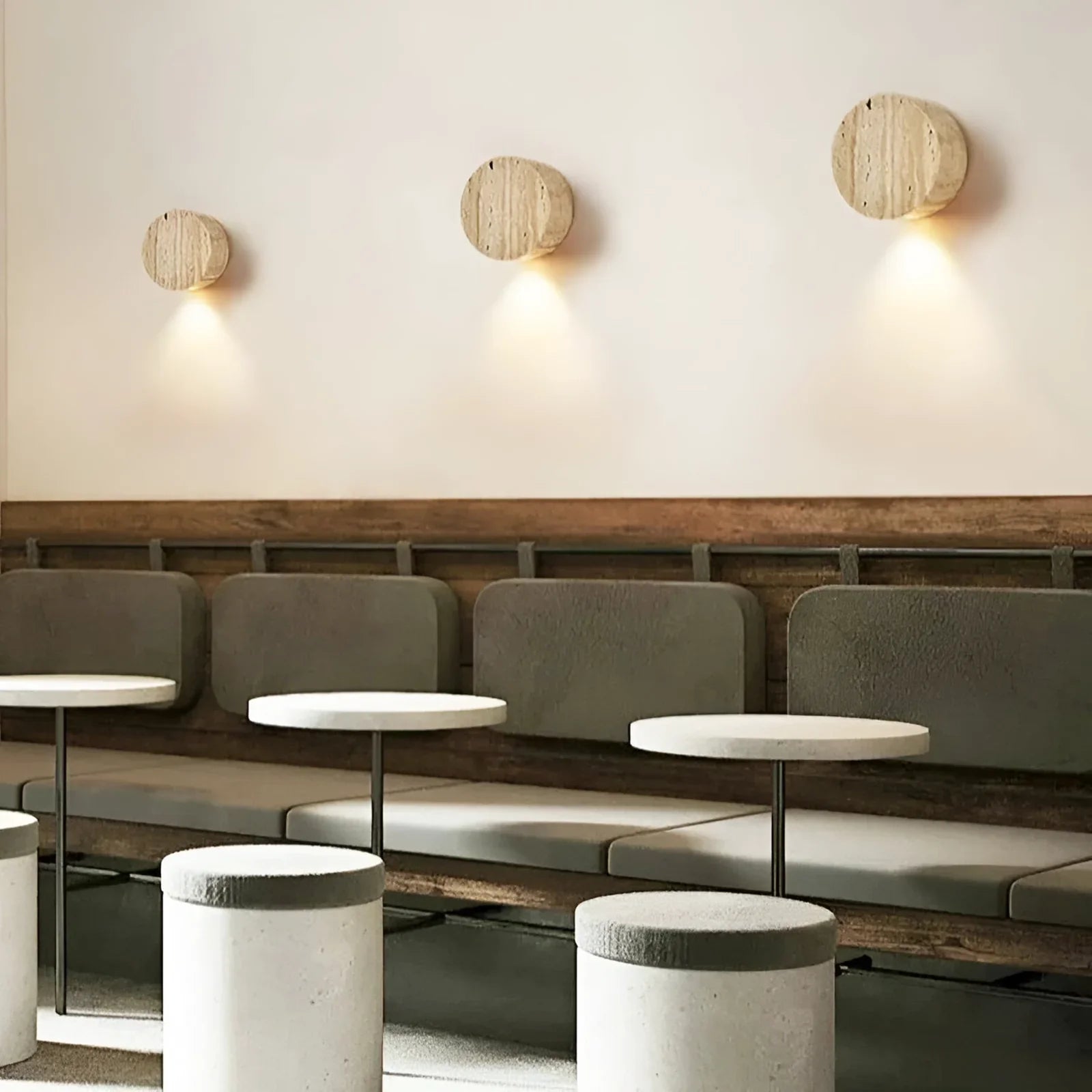 Vintage Round Travertine Wall Lamp