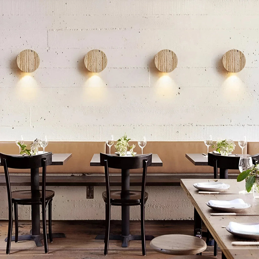 Vintage Round Travertine Wall Lamp