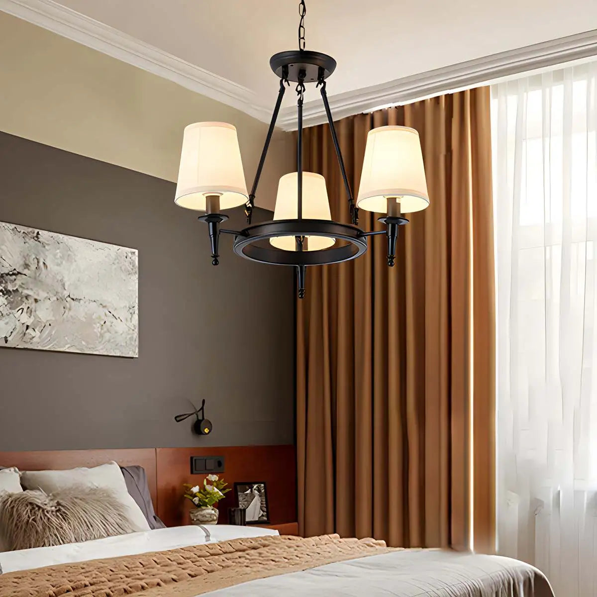 Vintage Ring Metal Fabric Chandelier