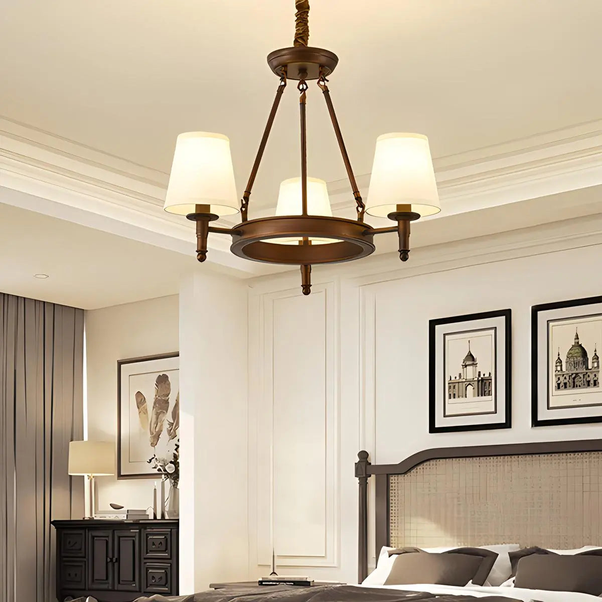 Vintage Ring Metal Fabric Chandelier