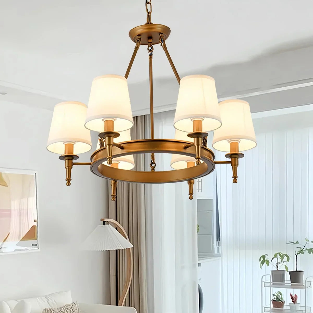 Vintage Ring Metal Fabric Chandelier