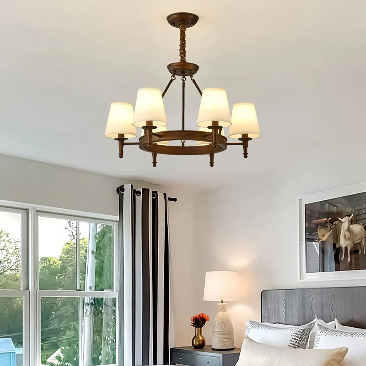 Vintage Ring Metal Fabric Chandelier