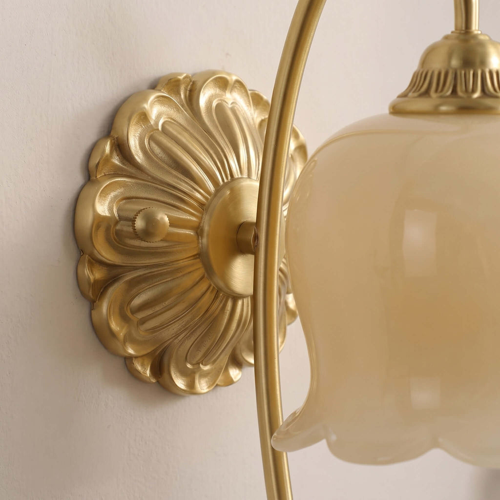 Vintage Mia Brass Wall Lamp – Art Deco Sconce with Fabric Shade