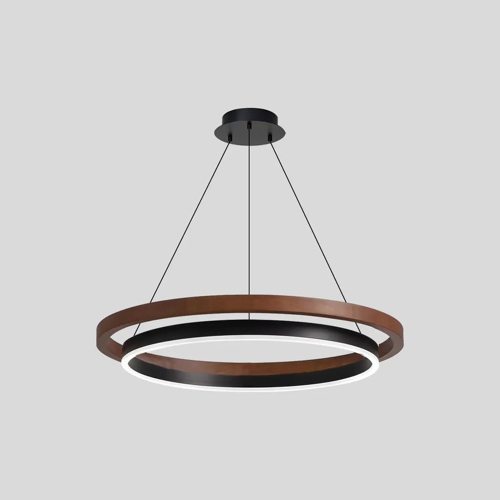 Circular LED Wood Chandelier for Dining Room