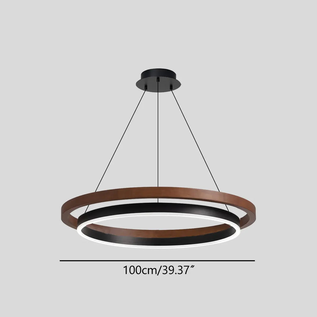 Circular LED Wood Chandelier for Dining Room