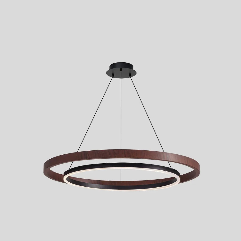 Circular LED Wood Chandelier for Dining Room