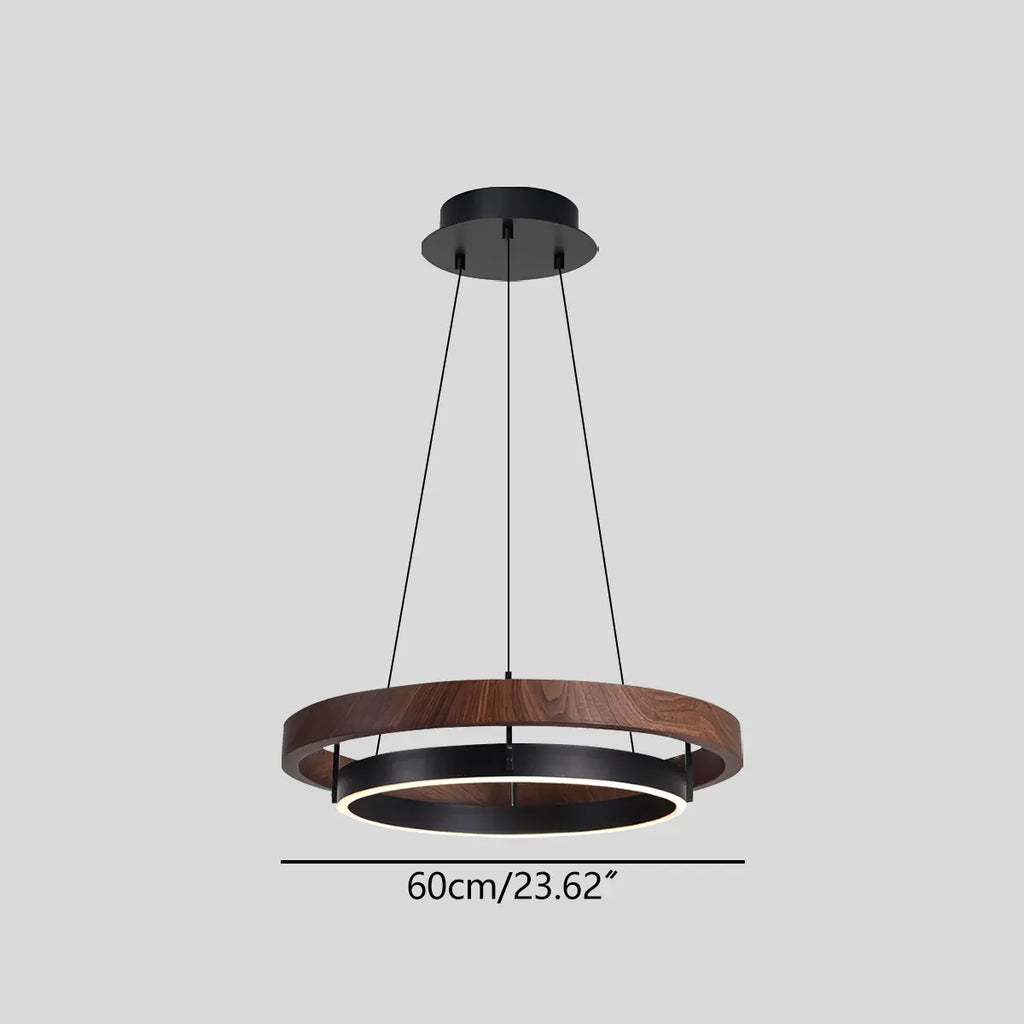 Circular LED Wood Chandelier for Dining Room