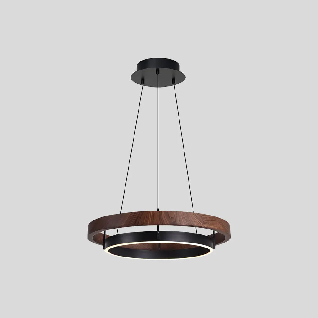 Circular LED Wood Chandelier for Dining Room
