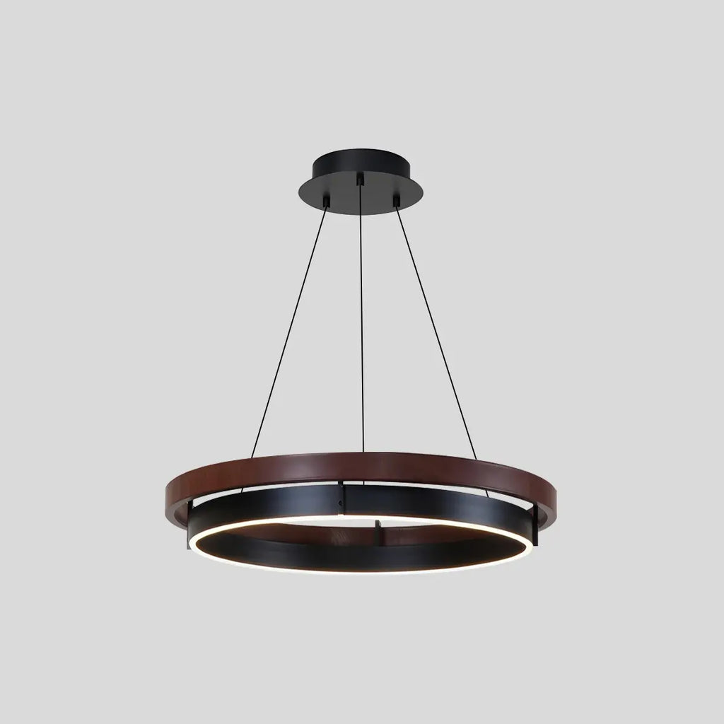Circular LED Wood Chandelier for Dining Room