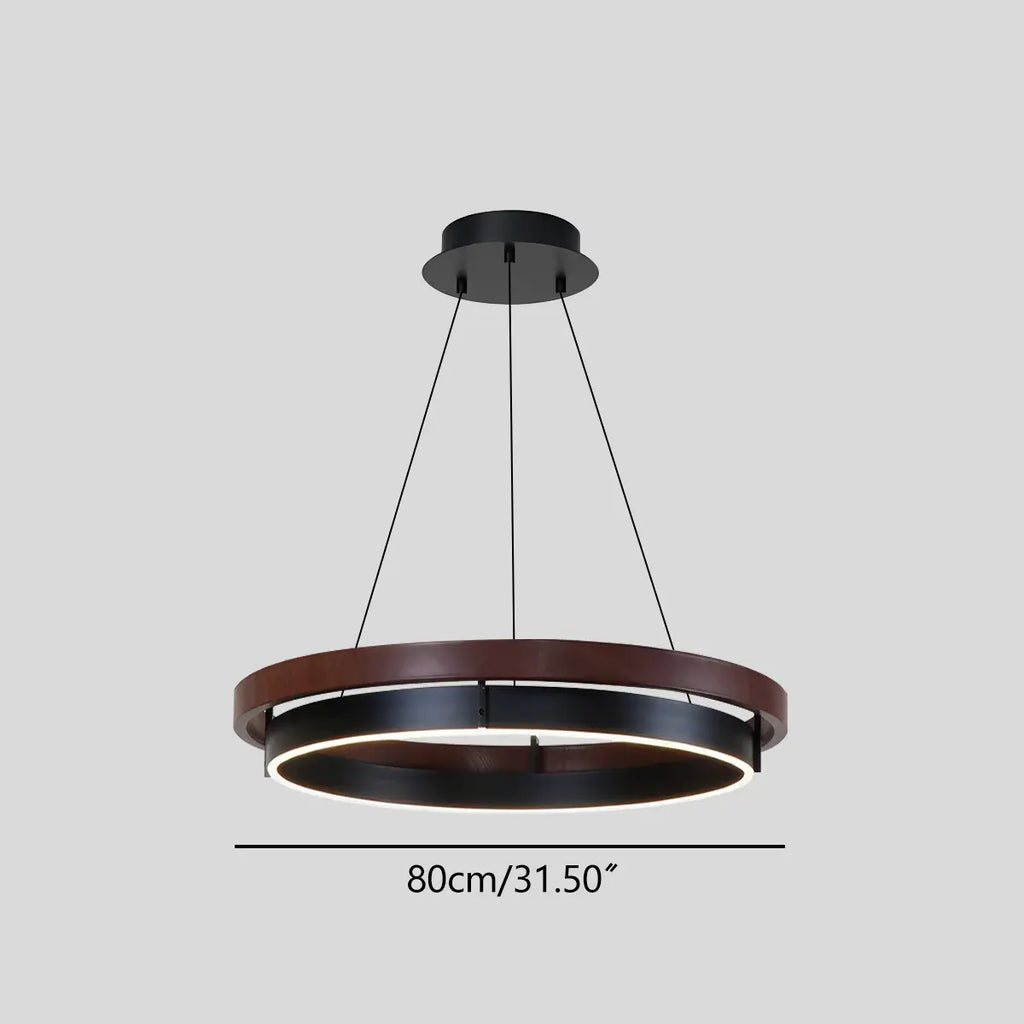 Circular LED Wood Chandelier for Dining Room