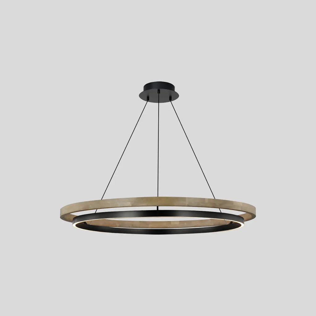 Circular LED Wood Chandelier for Dining Room