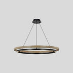 Circular LED Wood Chandelier for Dining Room