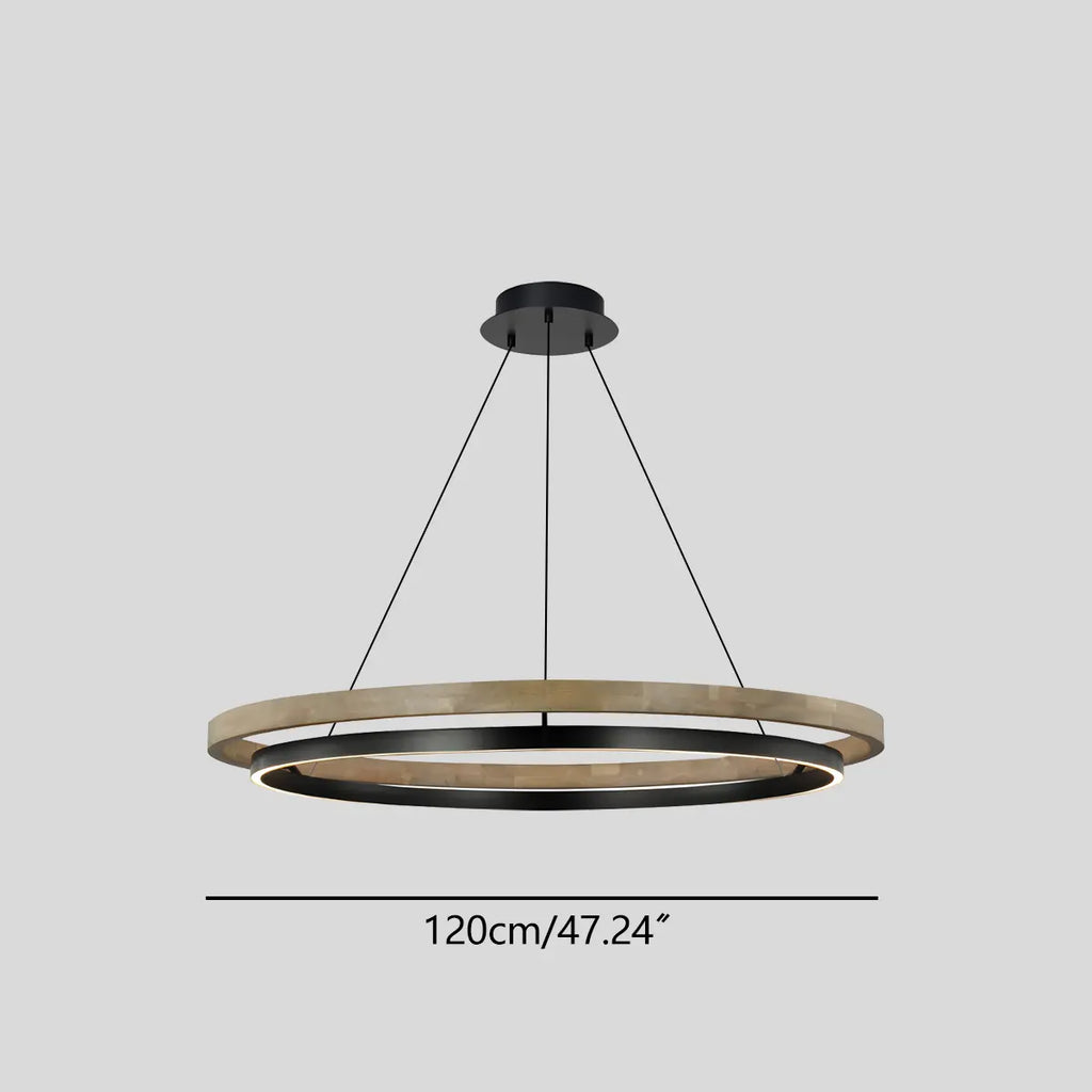 Circular LED Wood Chandelier for Dining Room