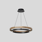 Circular LED Wood Chandelier for Dining Room