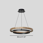 Circular LED Wood Chandelier for Dining Room