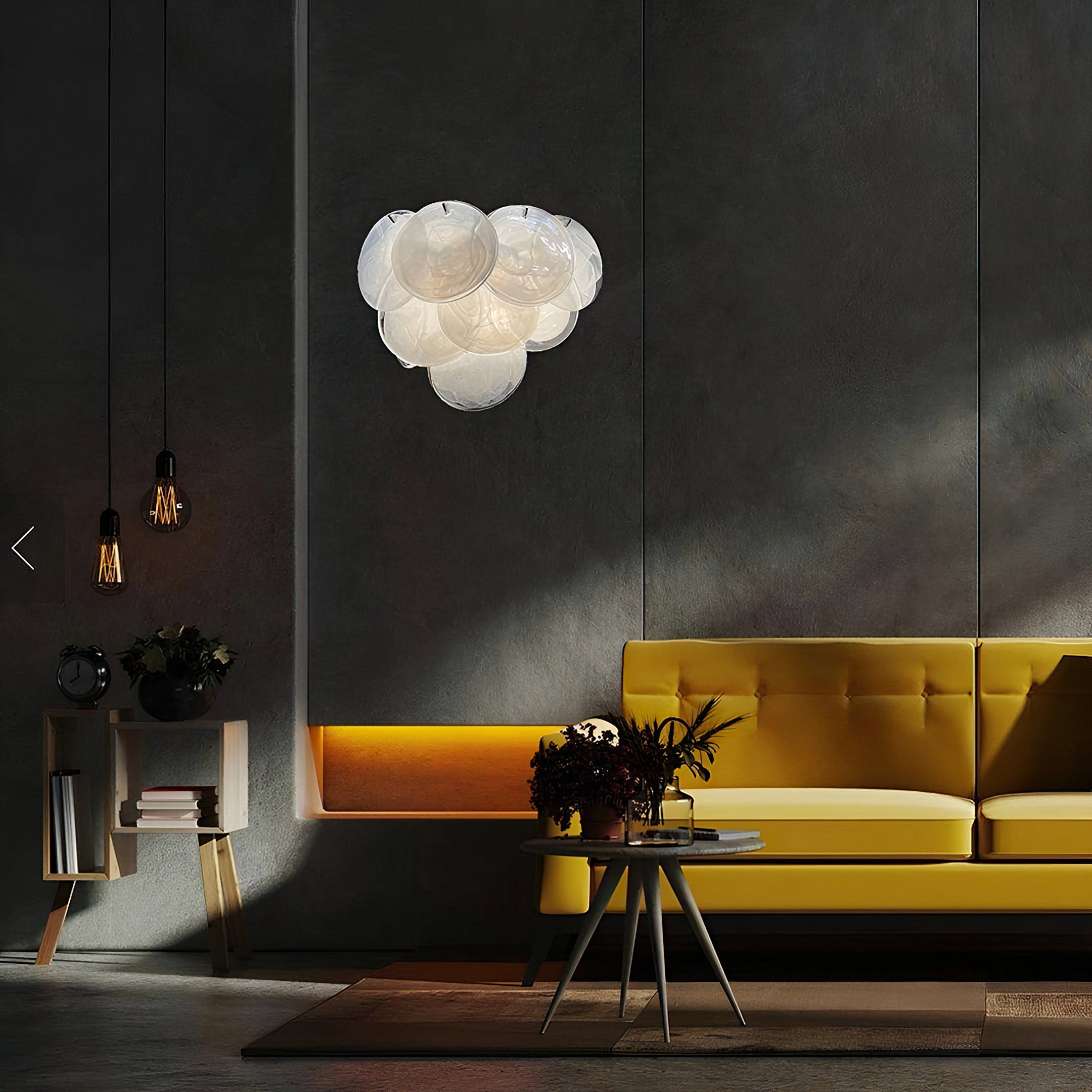 White Vintage Murano Disc Glass Wall Sconce