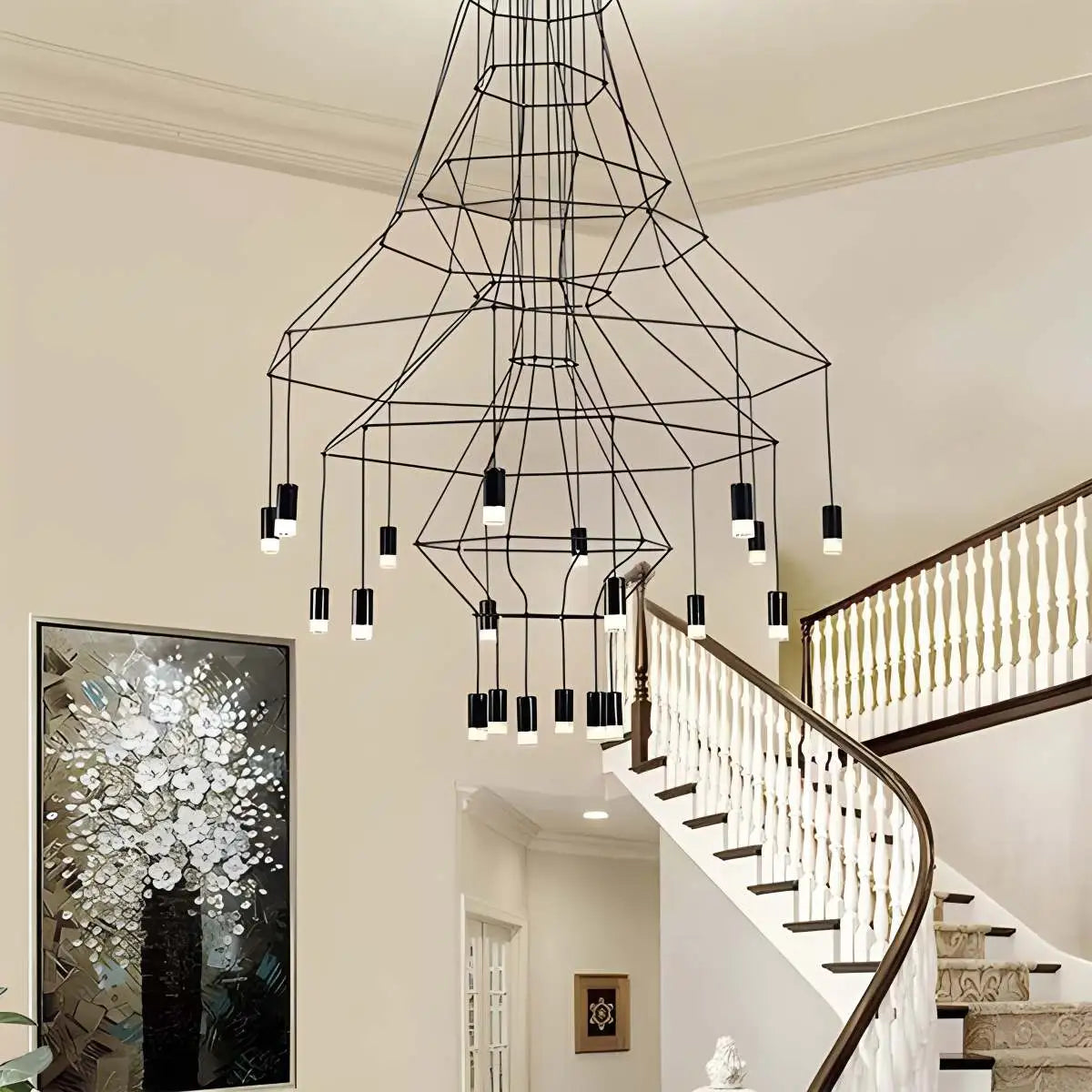 Wire Tiered Sculptural Chandelier