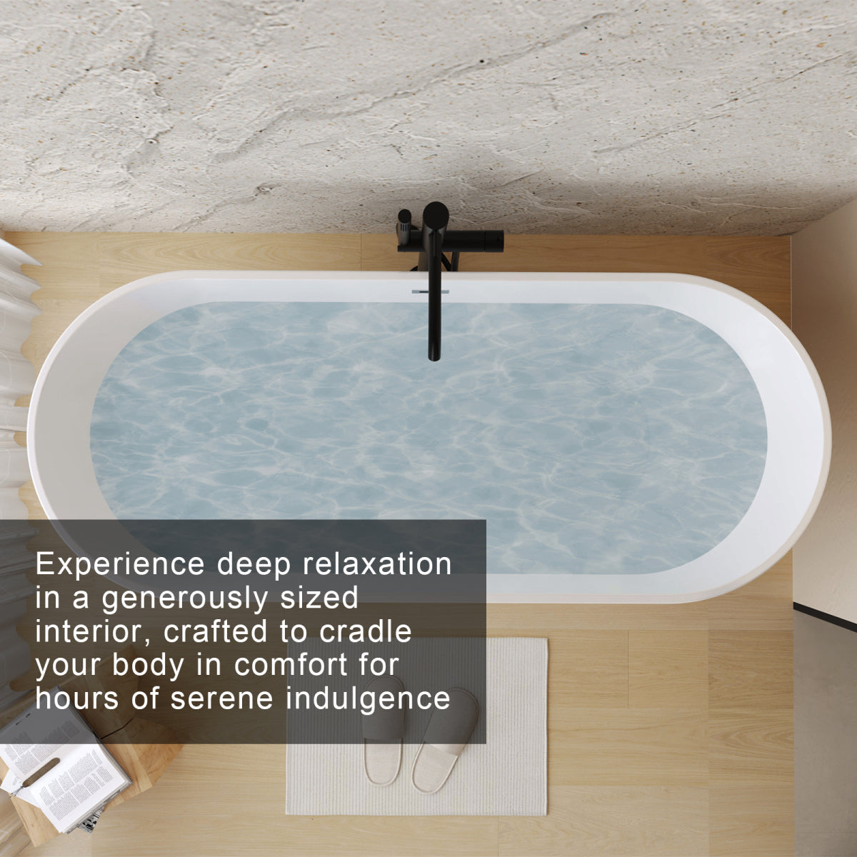 59" Black Freestanding Soaking Tub