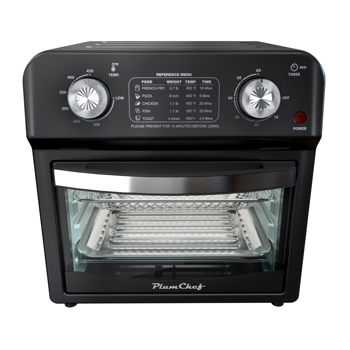 12.5 Quart 7-in-1 1500W Convection Toaster Oven Stainless Steel Black