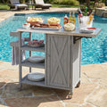 Foldable Outdoor Kitchen Island Grey - Mobile Patio Prep Cart