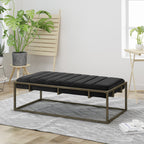 Upholstered Velvet Ottoman Bench in Black
