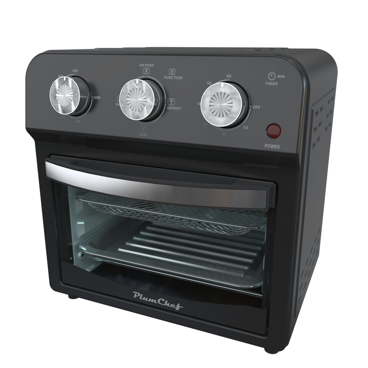 12.5 Quart 1500W Air Fryer Convection Toaster Oven 7-in-1 Stainless Steel Black