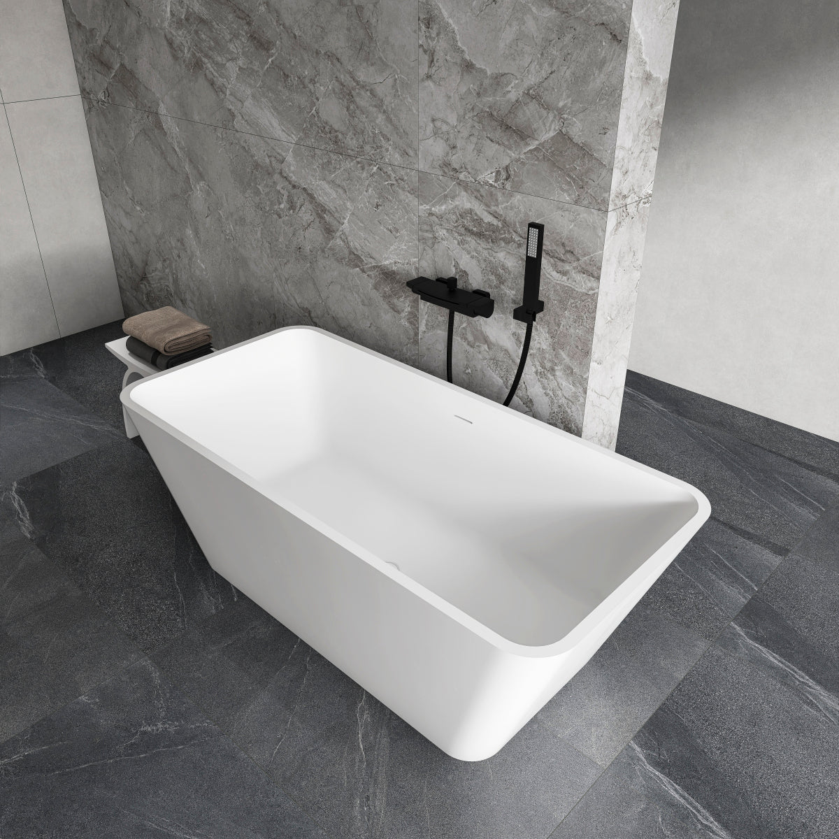 67 inch freestanding solid surface soaking bathtub for bathroom