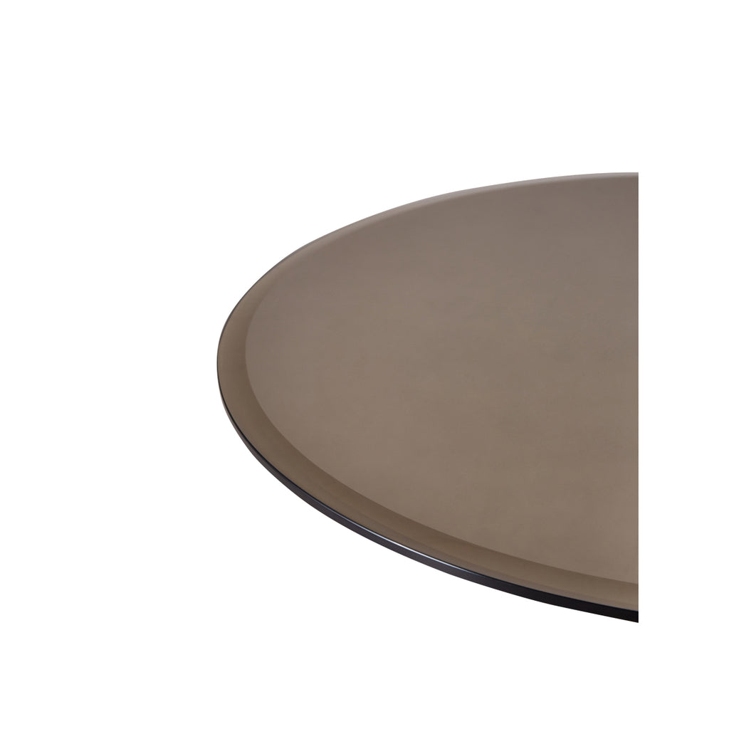 Round End Table with Glass Top 19.69 Inch Tall Accent Nightstand in Matte Black