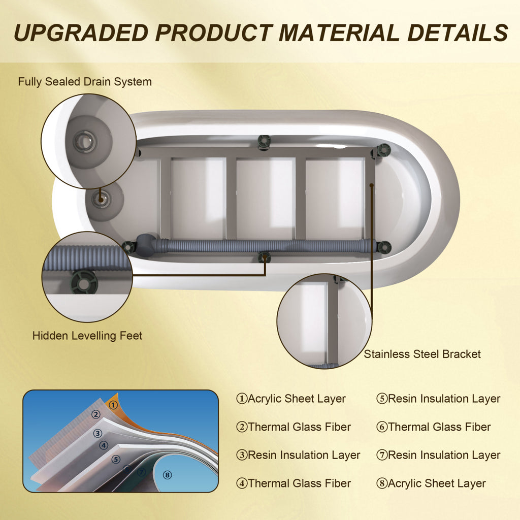 67"Special-shaped Freestanding Slipper Bathtub: Gloss White Finish, Chrome Overflow & Pop-Up Drain, cUPC Certified