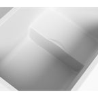 43" Acrylic Freestanding Bathtub with seat: Spacious rectangle Shape, Gloss White Finish, Chrome Overflow & Pop-Up Drain