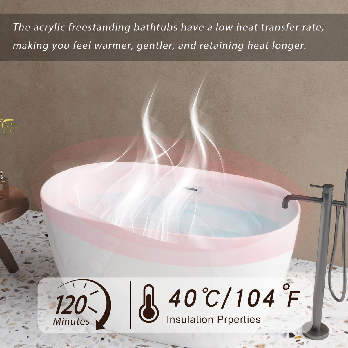 47-inch Sleek Oval Acrylic Tub