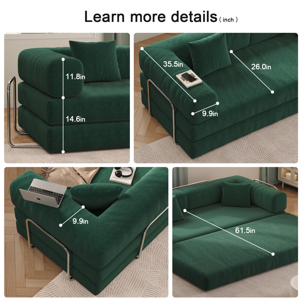 78.8" Modular Sectional Sofa, Convertible Pudding Block Sofa Bed for Living Room
