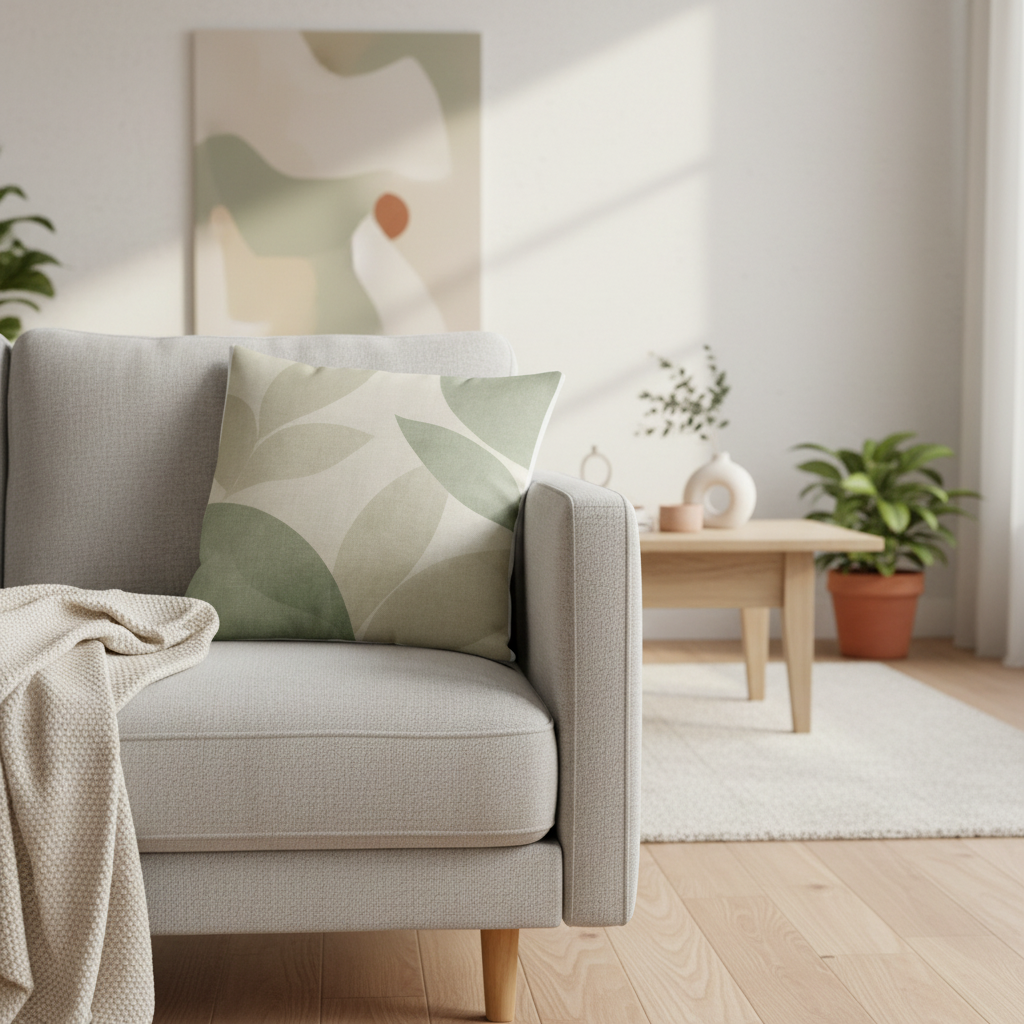 Soft Neutral Abstract Pillow for Cozy Spaces