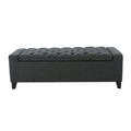 Contemporary Tufted Storage Ottoman in Dark Grey