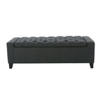 Contemporary Tufted Storage Ottoman in Dark Grey