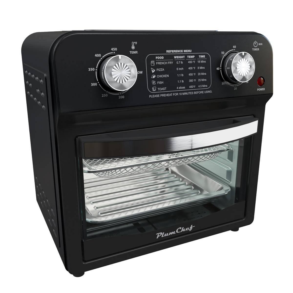 12.5 Quart 7-in-1 1500W Convection Toaster Oven Stainless Steel Black