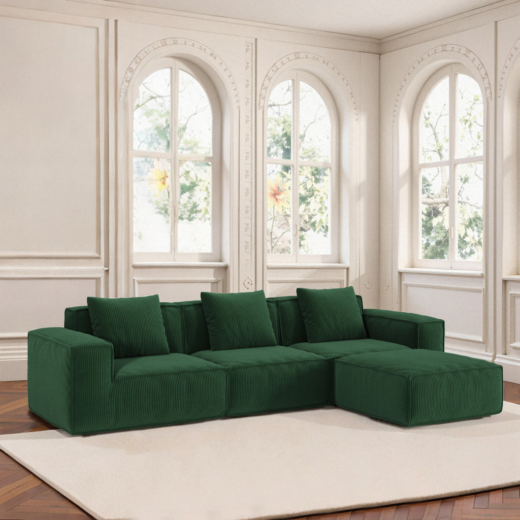 118-inch modular sofa can be converted into an oversized sofa bed Free conversion sofa set flexible configuration, soft corduroy cloud velvet fabric