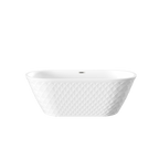 67'' acrylic freestanding bathtub with unique diamond pattern design: spacious oval shape,  Gloss white finish, Chrome overflow and pop-up drain CUPC